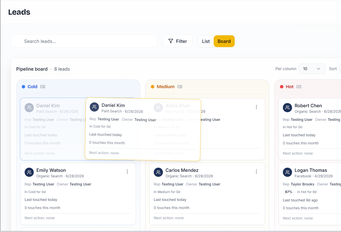 SolarDesk CRM lead pipeline