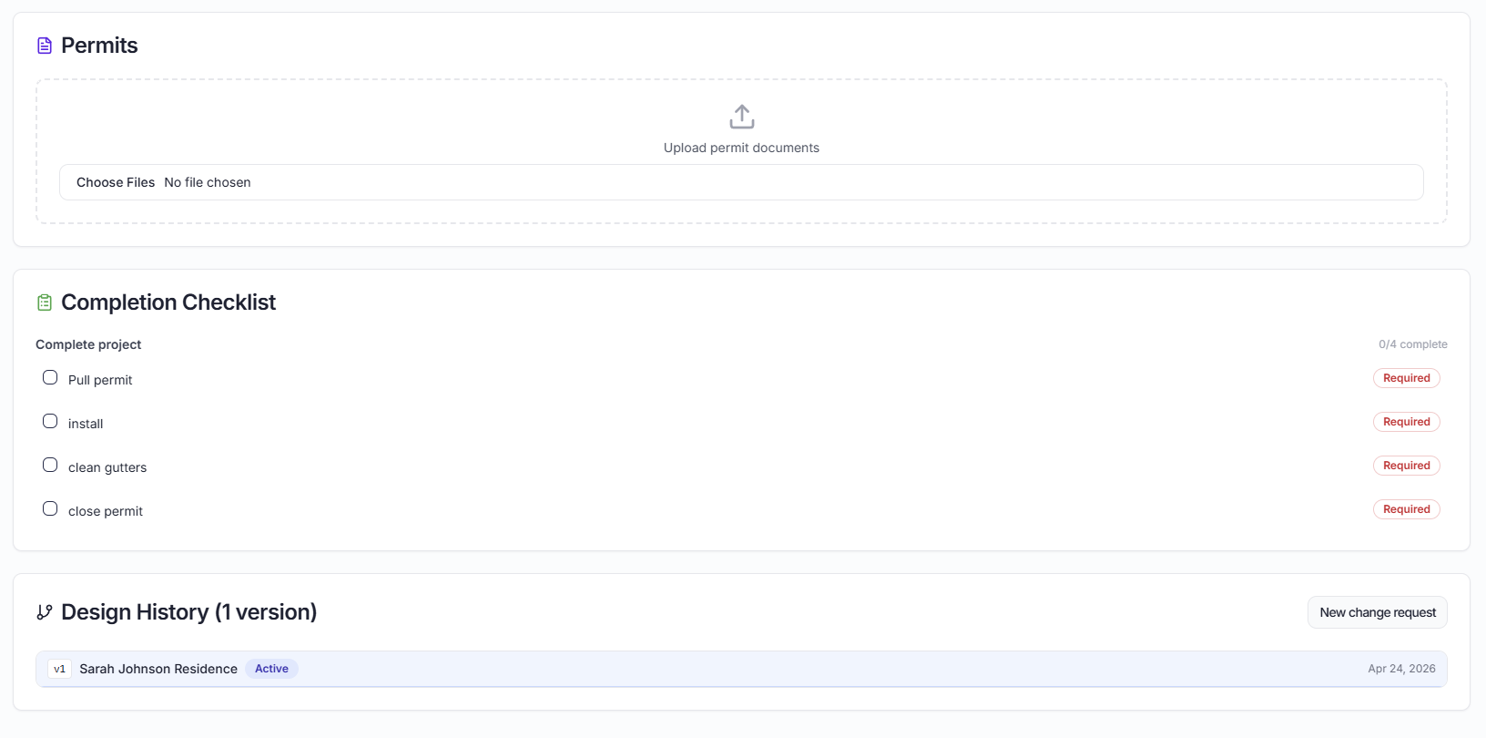 SolarDesk permit upload and completion checklist